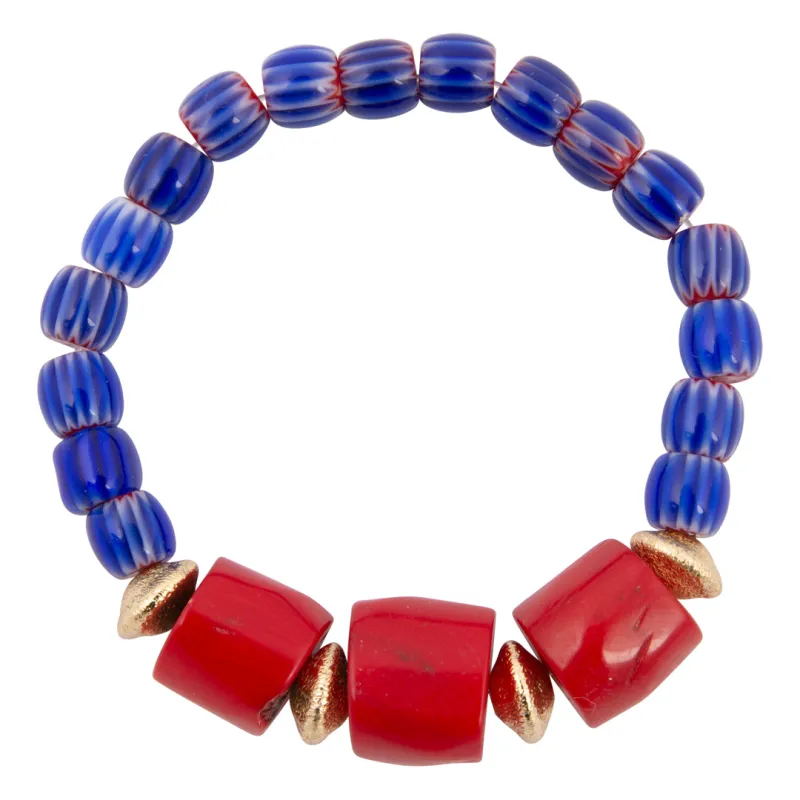 Jubilee Red Coral Statement Bracelet made by Barse