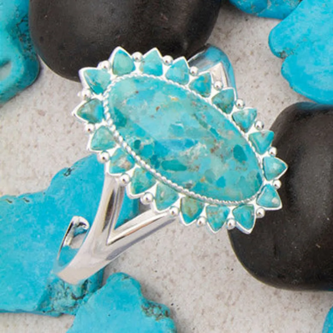 Oasis Royale Blue Turquoise Silver Cuff Bracelet sold by Barse product image thumbnail 3