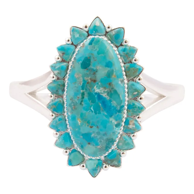 Oasis Royale Blue Turquoise Silver Cuff Bracelet made by Barse