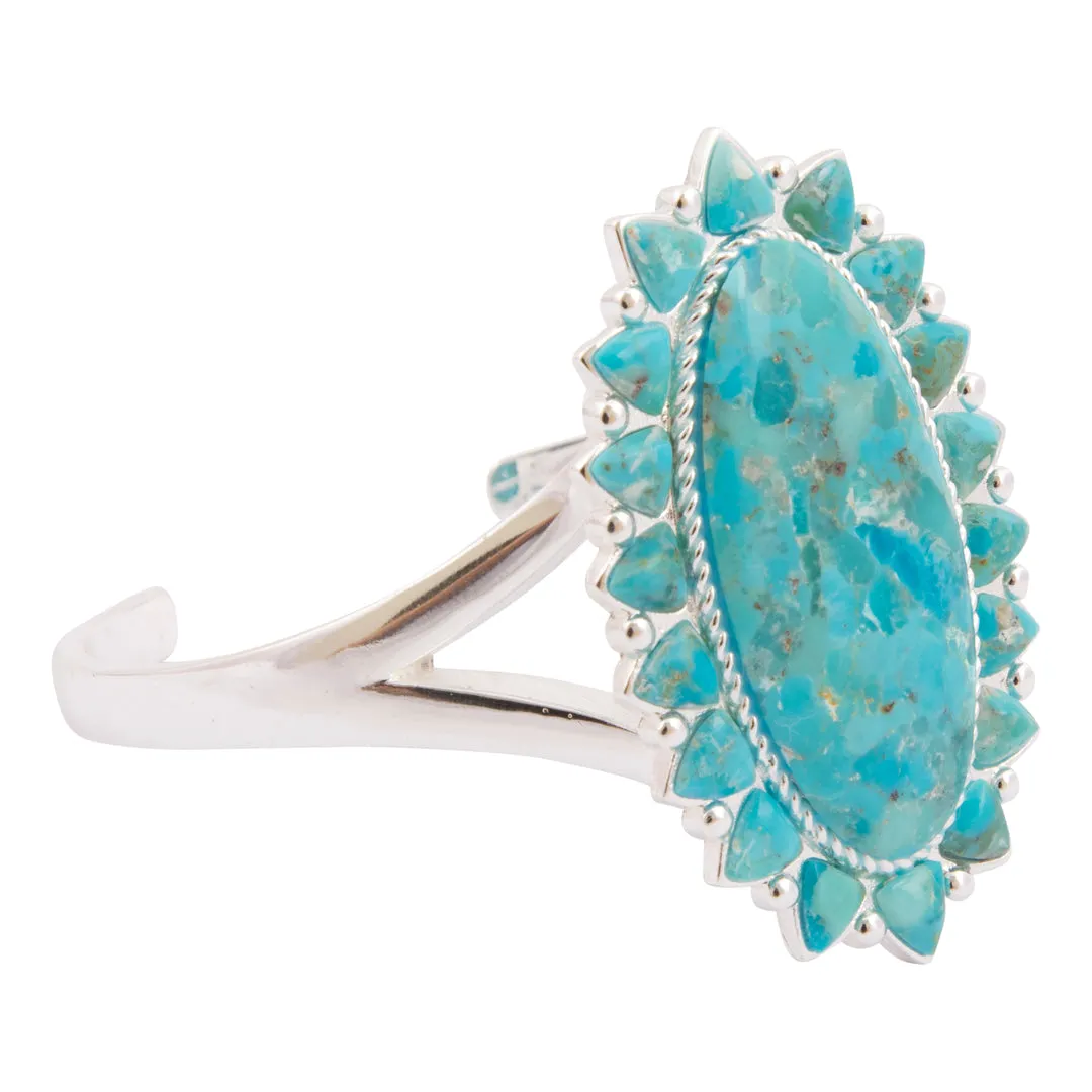 Oasis Royale Blue Turquoise Silver Cuff Bracelet sold by Barse product image thumbnail 4