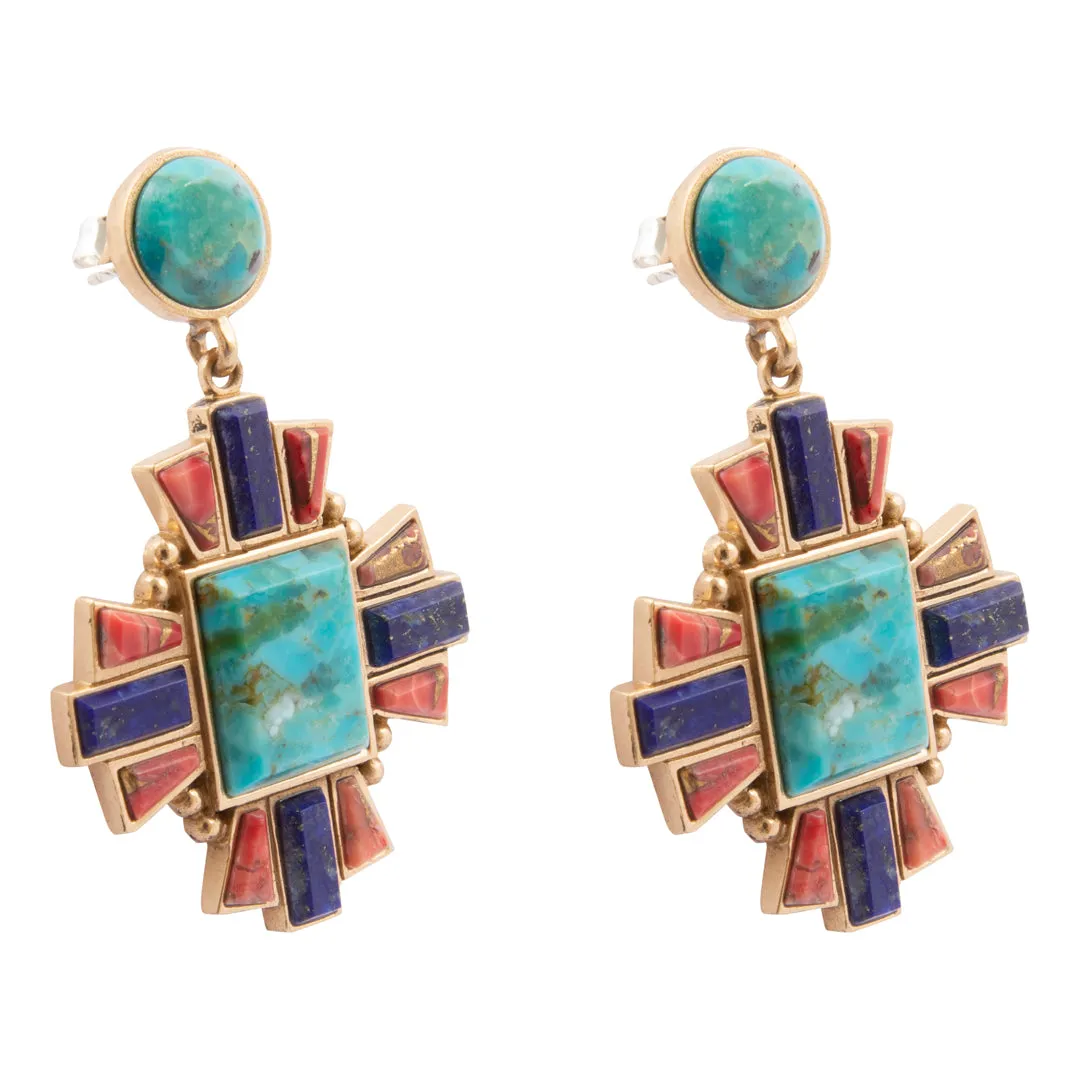 Liberty Blue Turquoise Golden Post Drop Earrings sold by Barse product image thumbnail 4