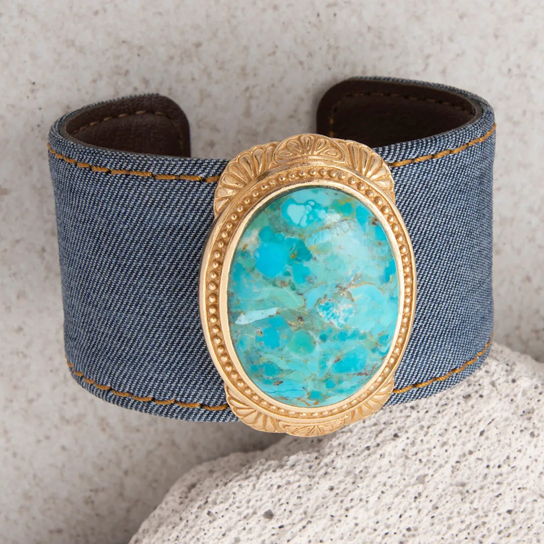 Legacy Blue Turquoise Denim Golden Cuff Bracelet sold by Barse product image thumbnail 3