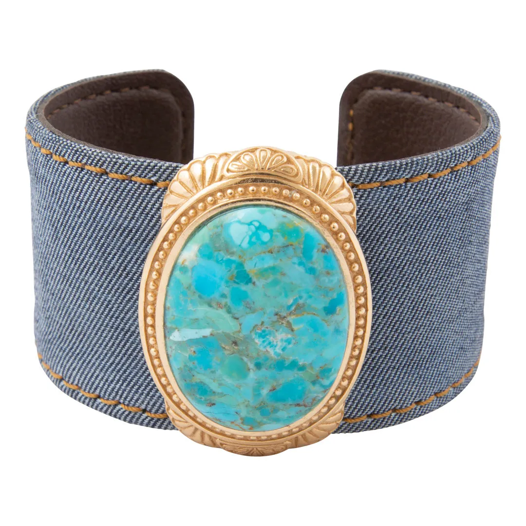 Legacy Blue Turquoise Denim Golden Cuff Bracelet sold by Barse