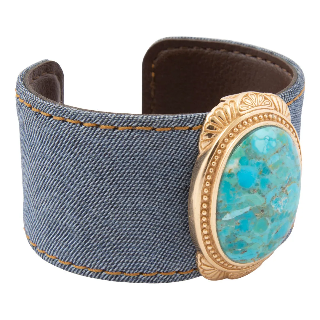 Legacy Blue Turquoise Denim Golden Cuff Bracelet sold by Barse product image thumbnail 5