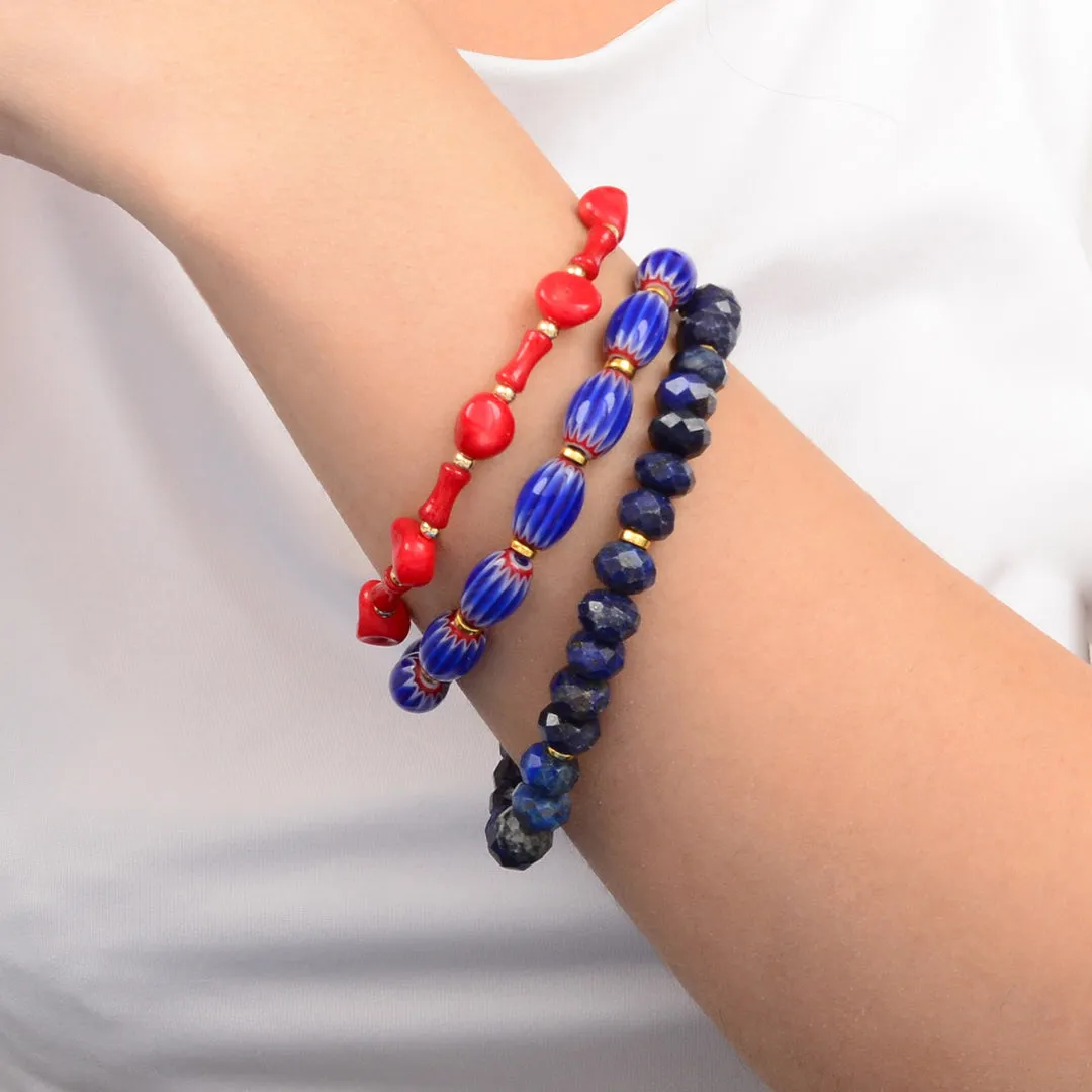 Jubilee Red Coral and Blue Lapis Golden Bracelet Set sold by Barse product image thumbnail 3