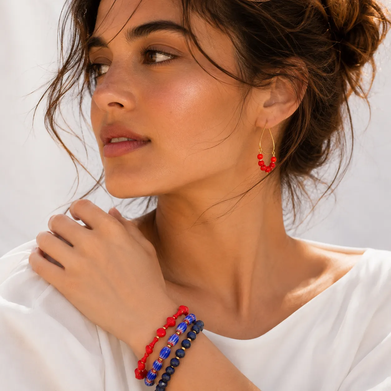 Jubilee Red Coral and Blue Lapis Golden Bracelet Set sold by Barse product image thumbnail 2