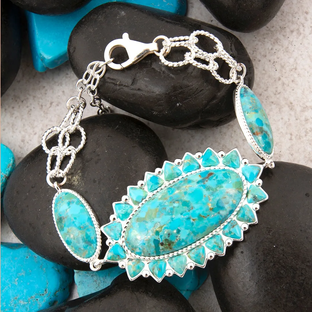 Oasis Royale Blue Turquoise Silver Bracelet sold by Barse product image thumbnail 4