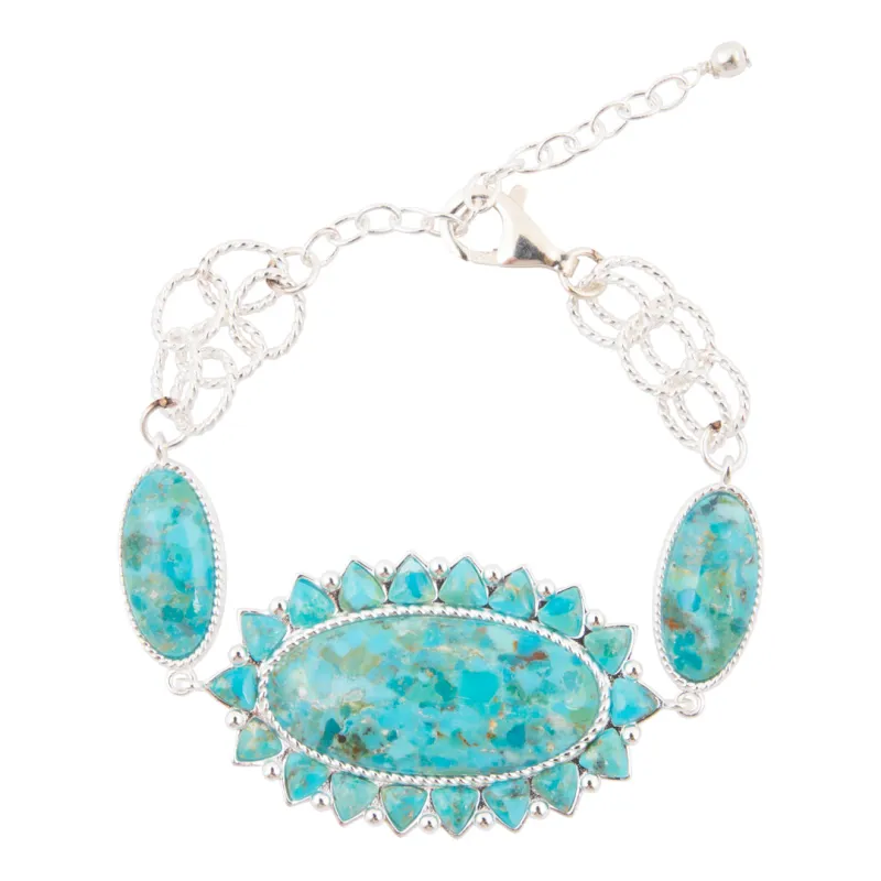 Oasis Royale Blue Turquoise Silver Bracelet made by Barse