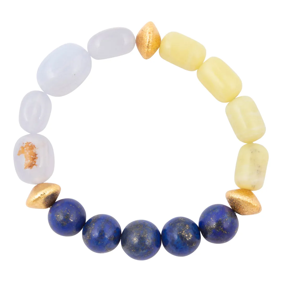 Coastal Grove Blue Lapis and Green Jasper Golden Bracelet sold by Barse