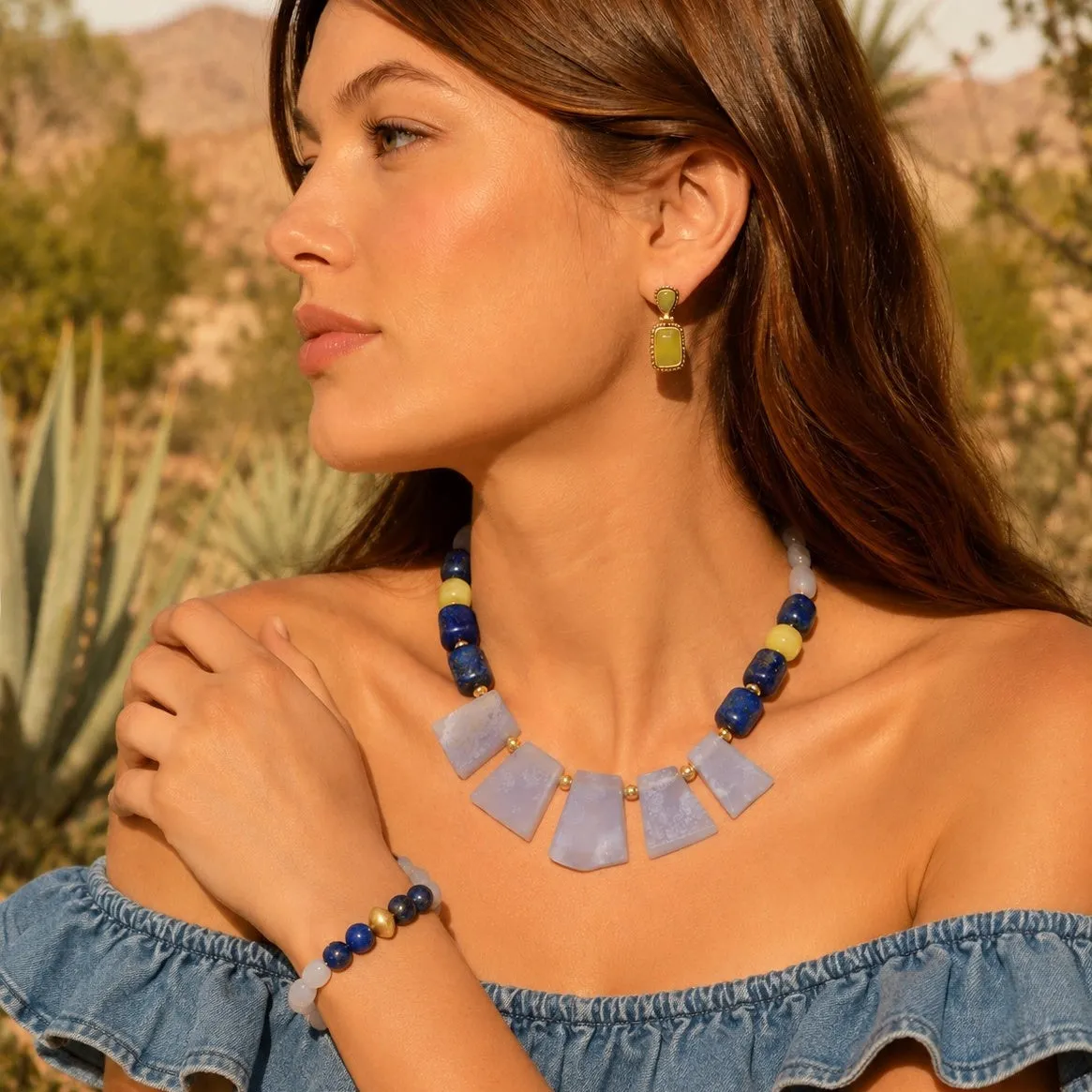 Coastal Grove Blue Lapis and Green Jasper Golden Bracelet sold by Barse product image thumbnail 2
