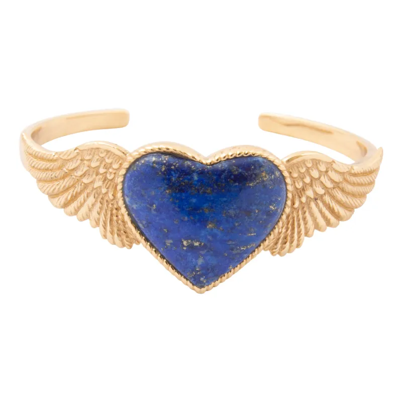 Flying Heart Blue Lapis Golden Cuff Bracelet made by Barse