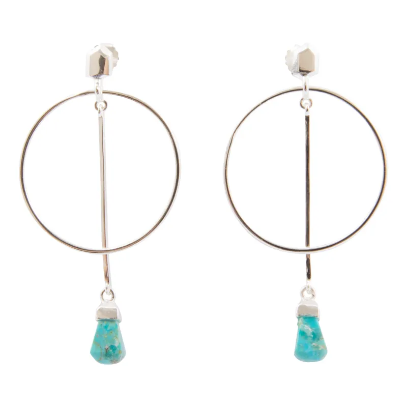 Turquoise Touch Down Silver Post Earrings made by Barse