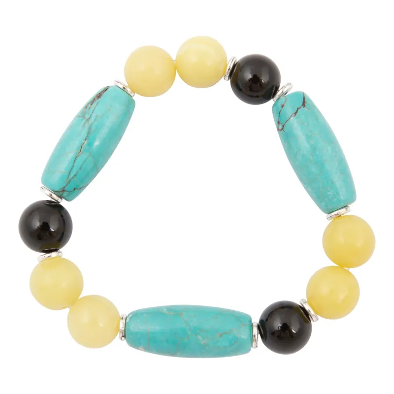 Coastal Grove Blue Turquoise and Blue Jasper Golden Bracelet made by Barse