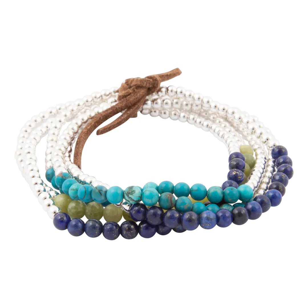 Coastal Grove Blue Turquoise and Blue Lapis Silver Stack Bracelet Set sold by Barse product image thumbnail 5