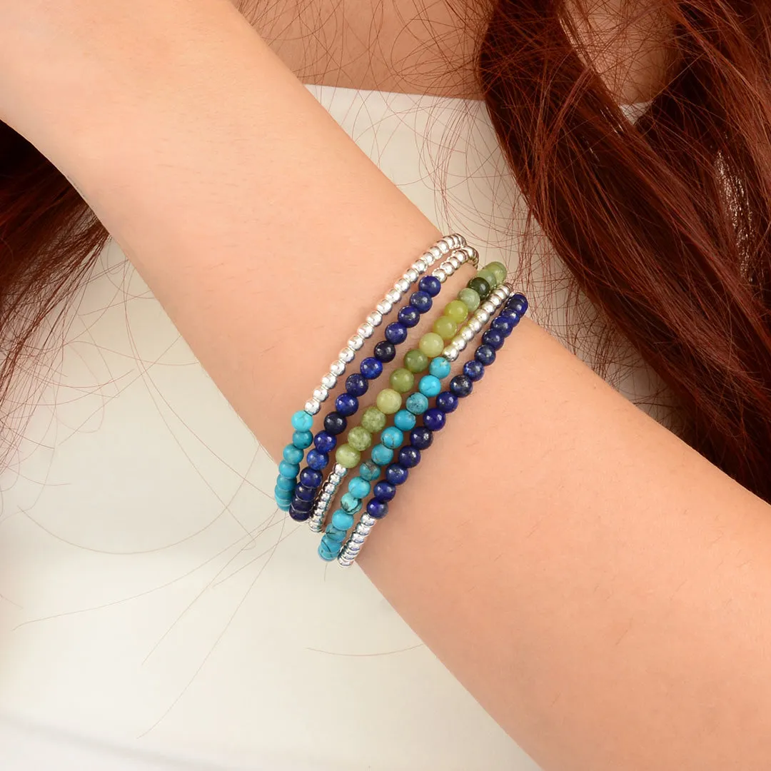 Coastal Grove Blue Turquoise and Blue Lapis Silver Stack Bracelet Set sold by Barse product image thumbnail 3