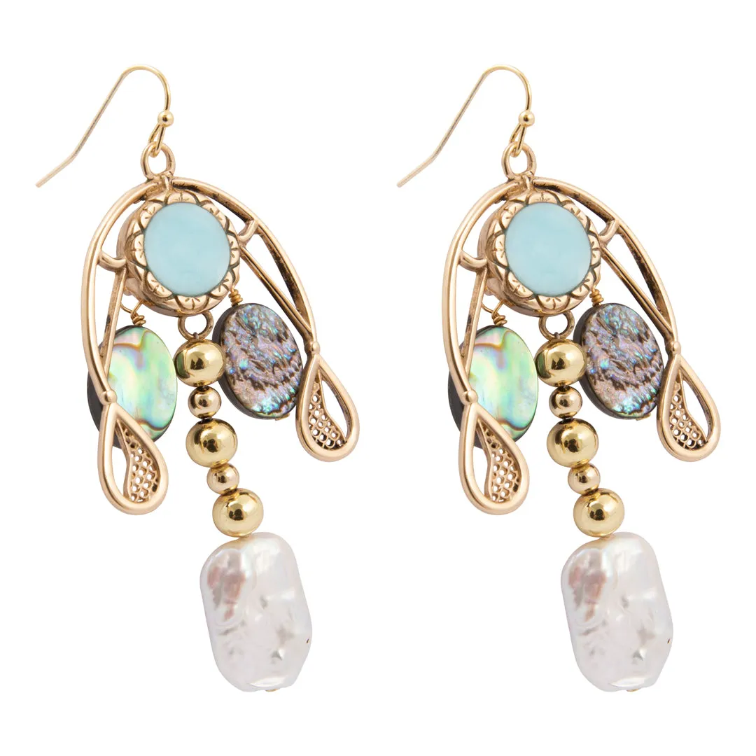 Desert Tide Abalone Golden Drop Earrings sold by Barse product image thumbnail 4