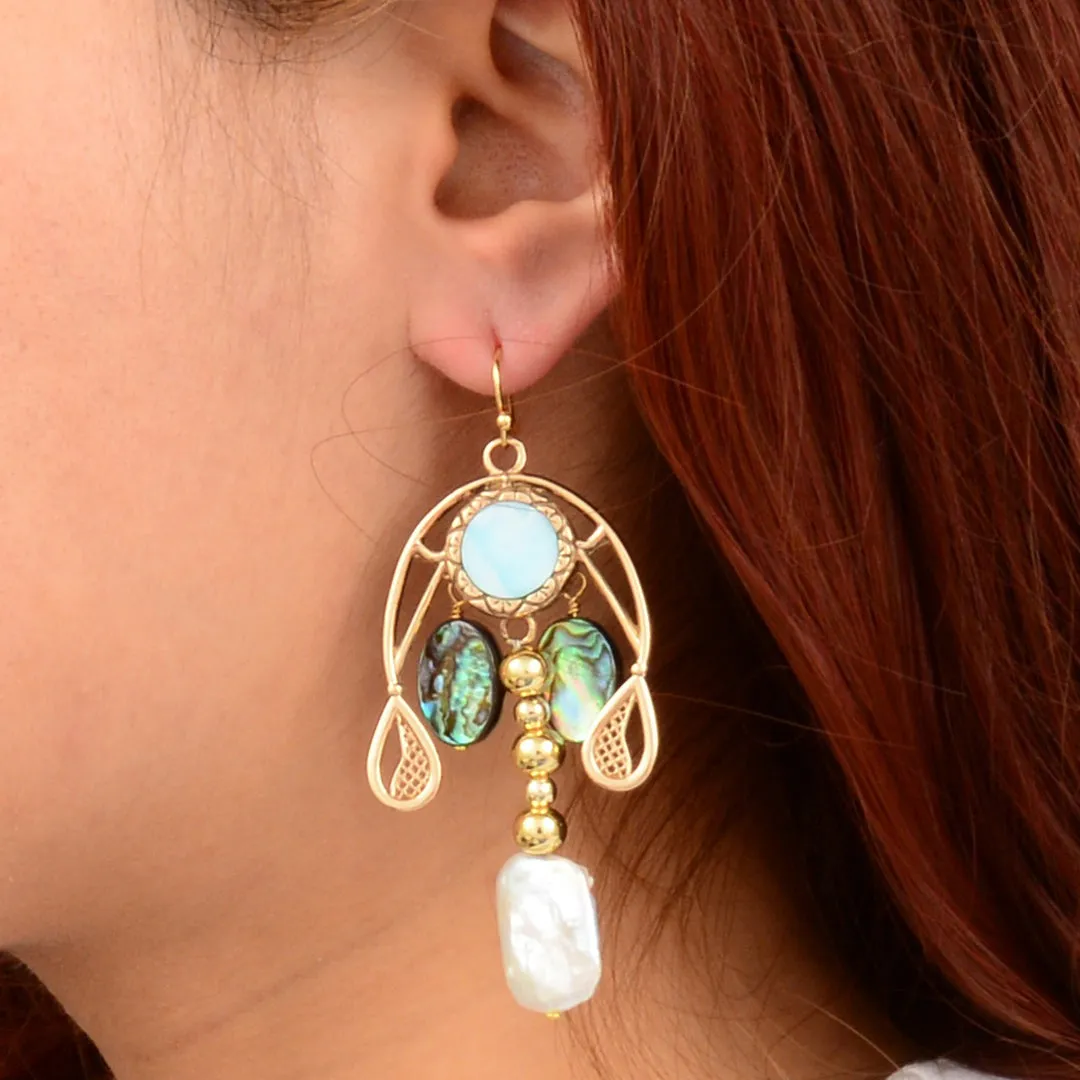 Desert Tide Abalone Golden Drop Earrings sold by Barse product image thumbnail 5