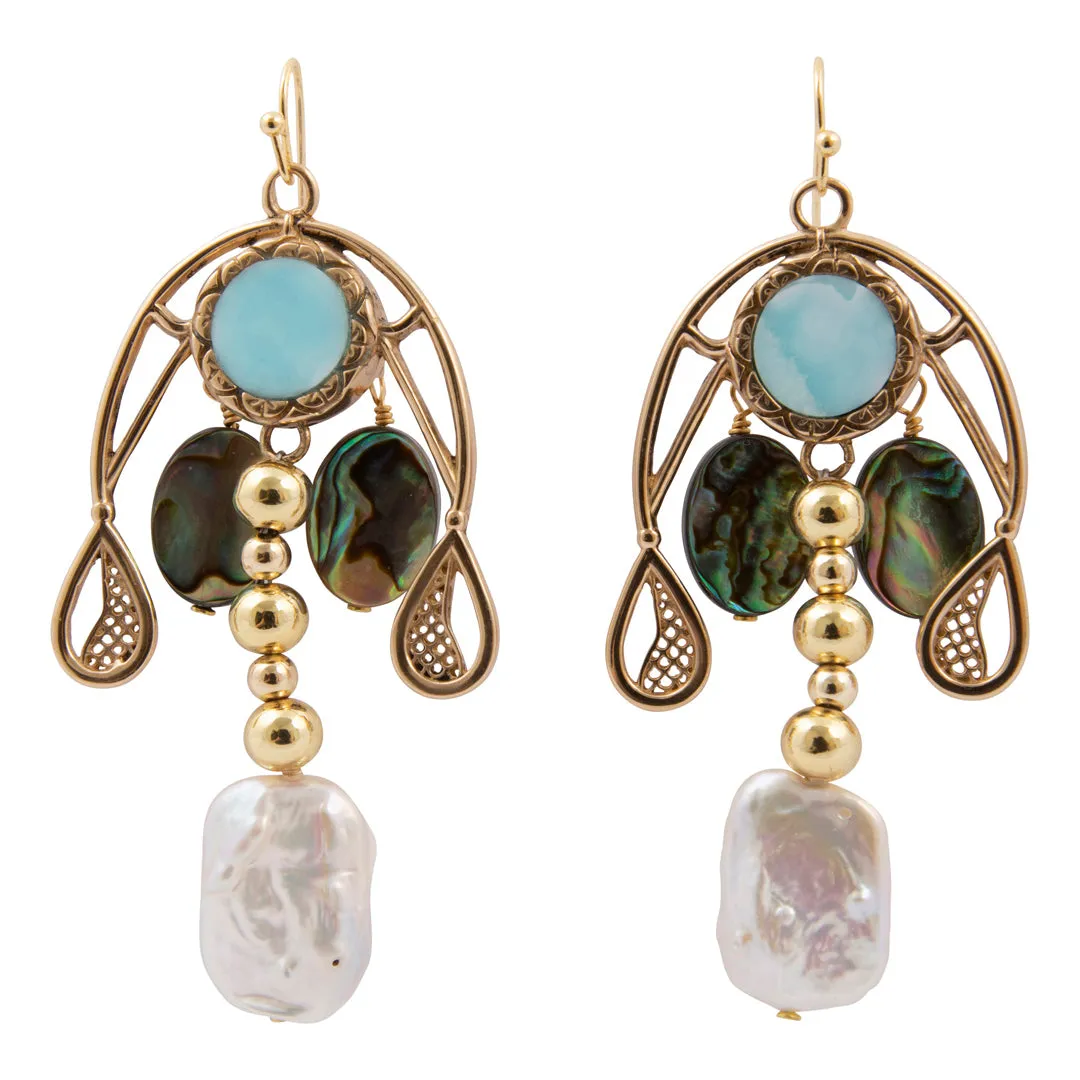 Desert Tide Abalone Golden Drop Earrings sold by Barse