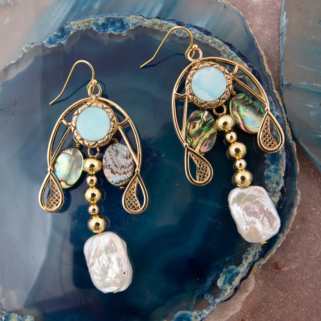 Desert Tide Abalone Golden Drop Earrings sold by Barse product image thumbnail 3