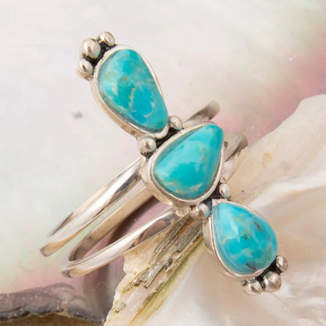 Durango Blue Turquoise and Silver Triple Stone Statement Ring sold by Barse product image thumbnail 3