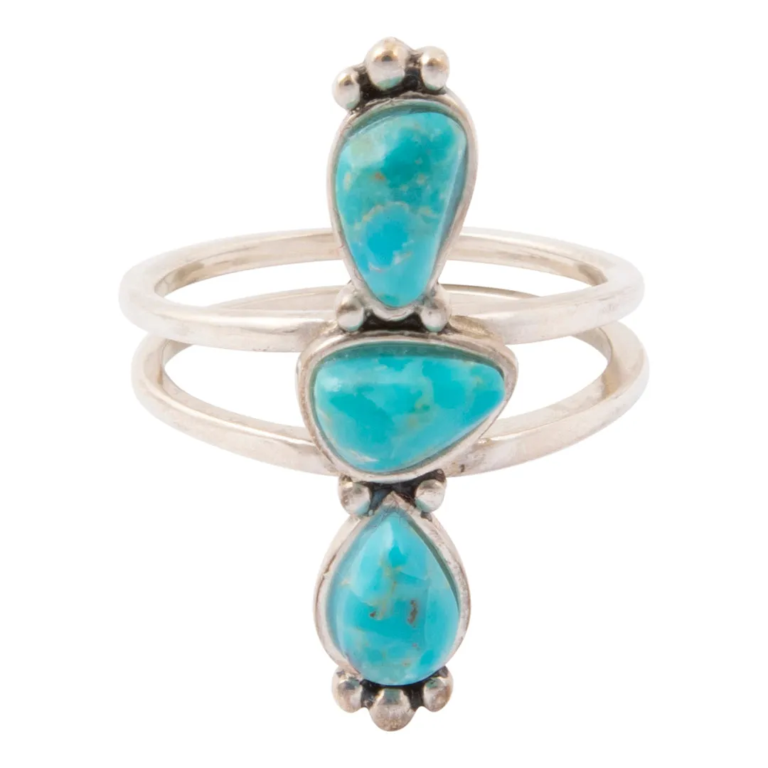 Durango Blue Turquoise and Silver Triple Stone Statement Ring sold by Barse product image thumbnail 4