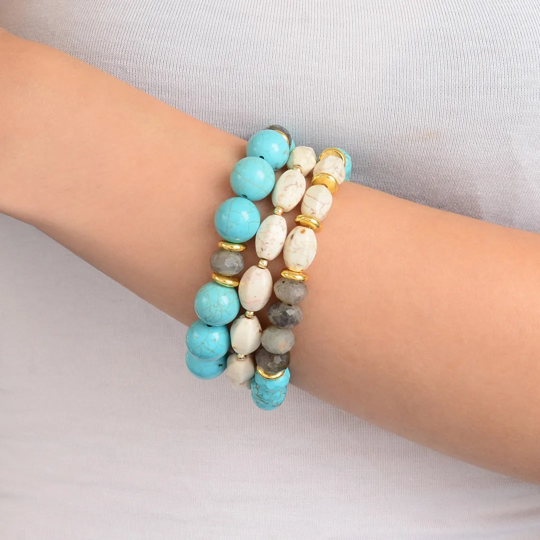 Earthbound Luxe Blue and White Magnesite Golden Bracelet Set sold by Barse product image thumbnail 2