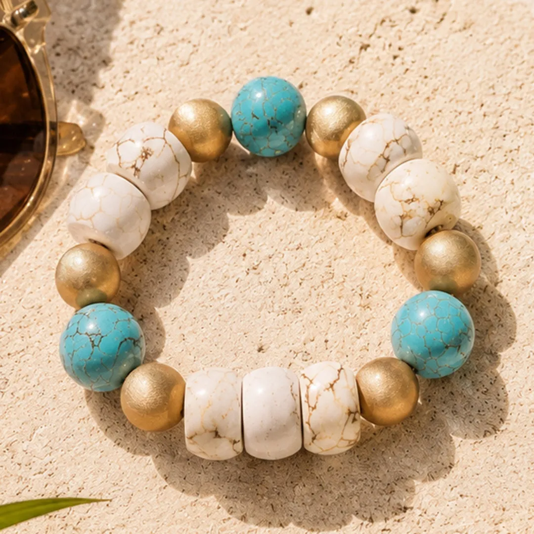 Earthbound Luxe Blue and White Magnesite Golden Chunky Bracelet sold by Barse product image thumbnail 3
