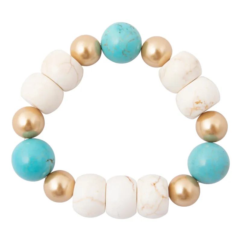 Earthbound Luxe Blue and White Magnesite Golden Chunky Bracelet made by Barse