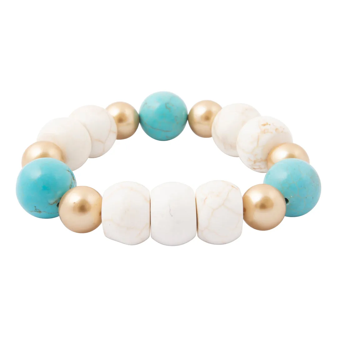 Earthbound Luxe Blue and White Magnesite Golden Chunky Bracelet sold by Barse product image thumbnail 4