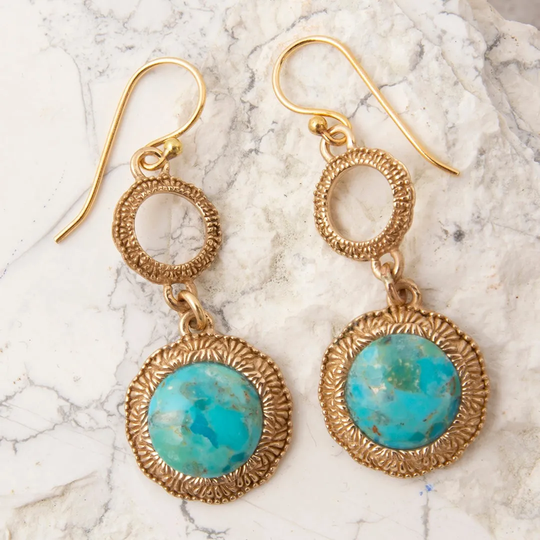 Blue Turquoise Pop Golden Drop Earrings sold by Barse product image thumbnail 3