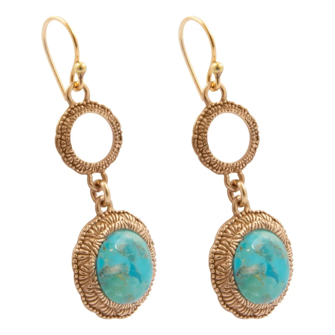 Blue Turquoise Pop Golden Drop Earrings sold by Barse product image thumbnail 4