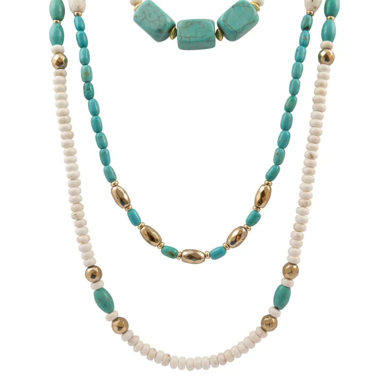 Earthbound Luxe Blue Magnesite Golden Strand Necklace made by Barse