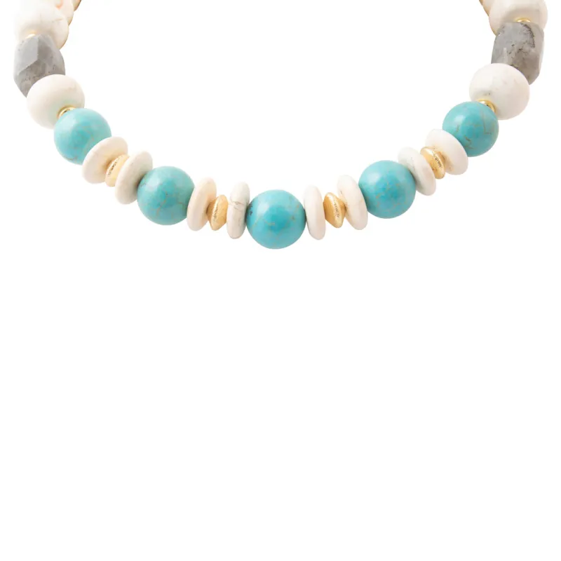 Earthbound Luxe Blue Magnesite Golden Chunky Necklace made by Barse