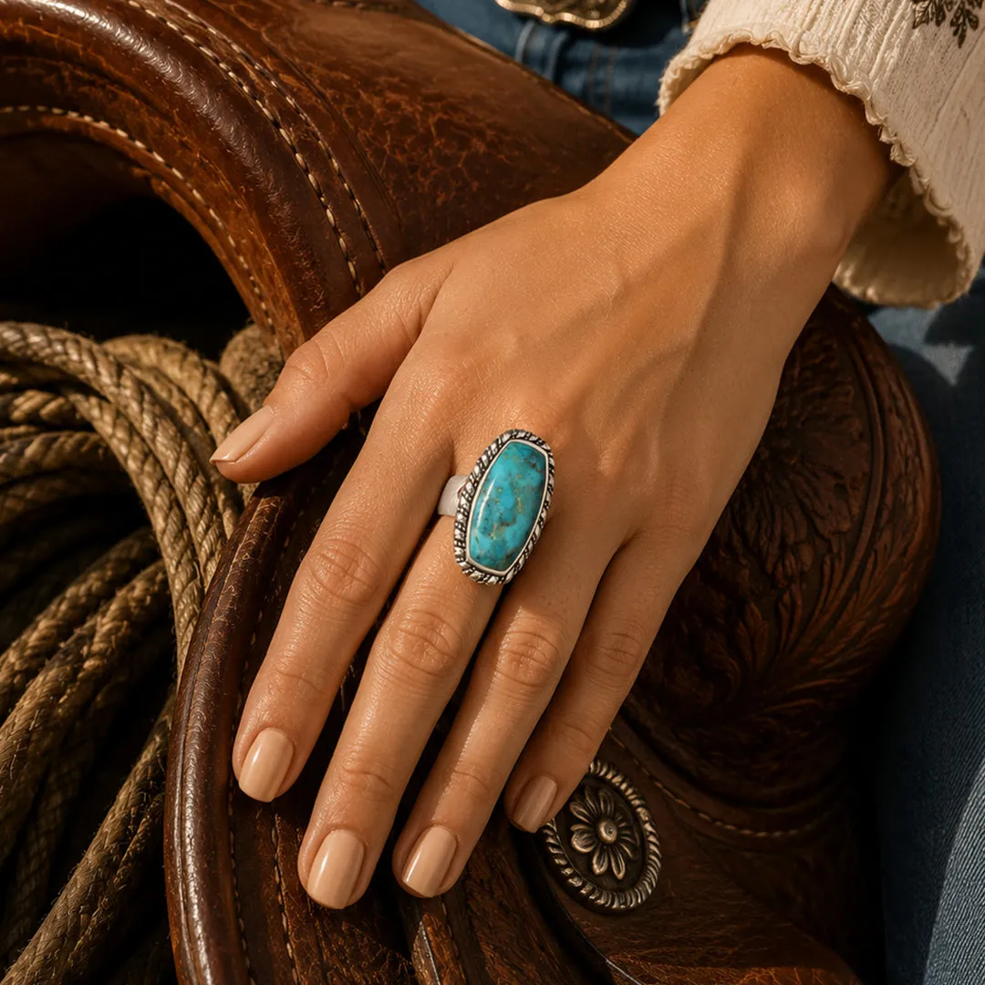 Forged Sky Blue Turquoise Roped Silver Statement Ring sold by Barse product image thumbnail 4