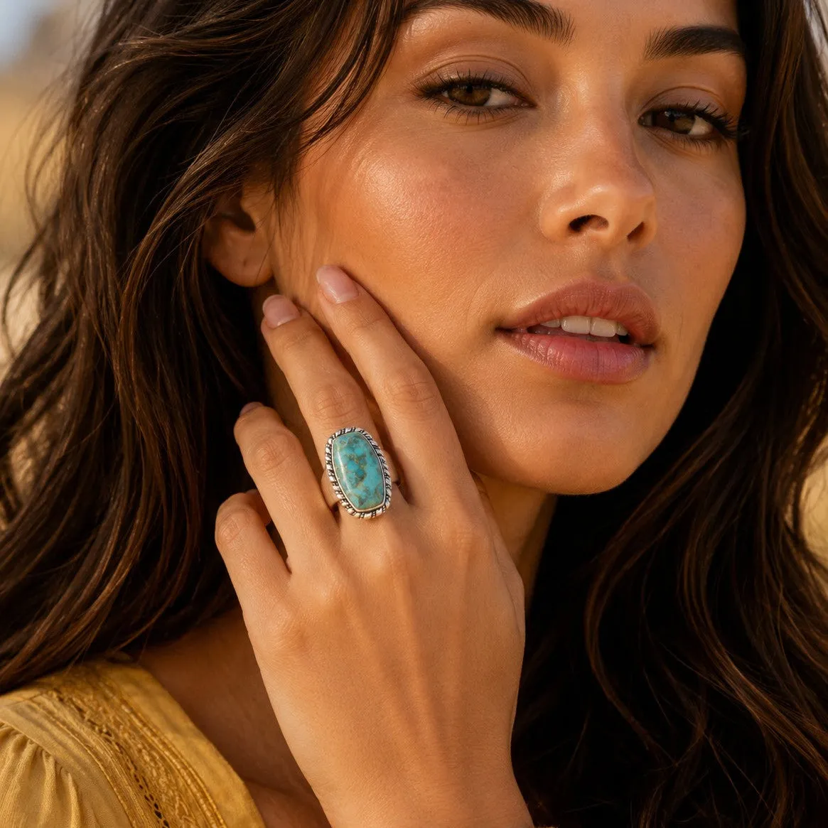 Forged Sky Blue Turquoise Roped Silver Statement Ring sold by Barse product image thumbnail 2