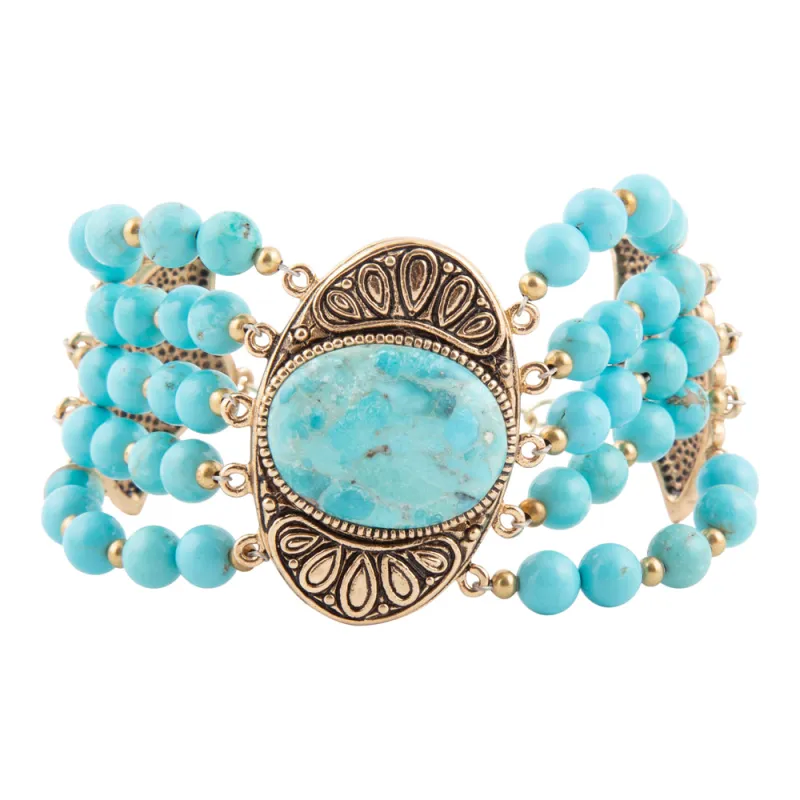 Flamenco Blue Turquoise Golden Toggle Bracelet made by Barse