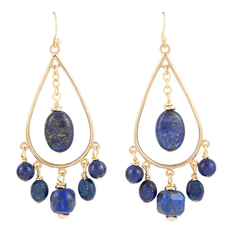 Desert Mesa Blue Lapis Cluster Dangle Earrings made by Barse