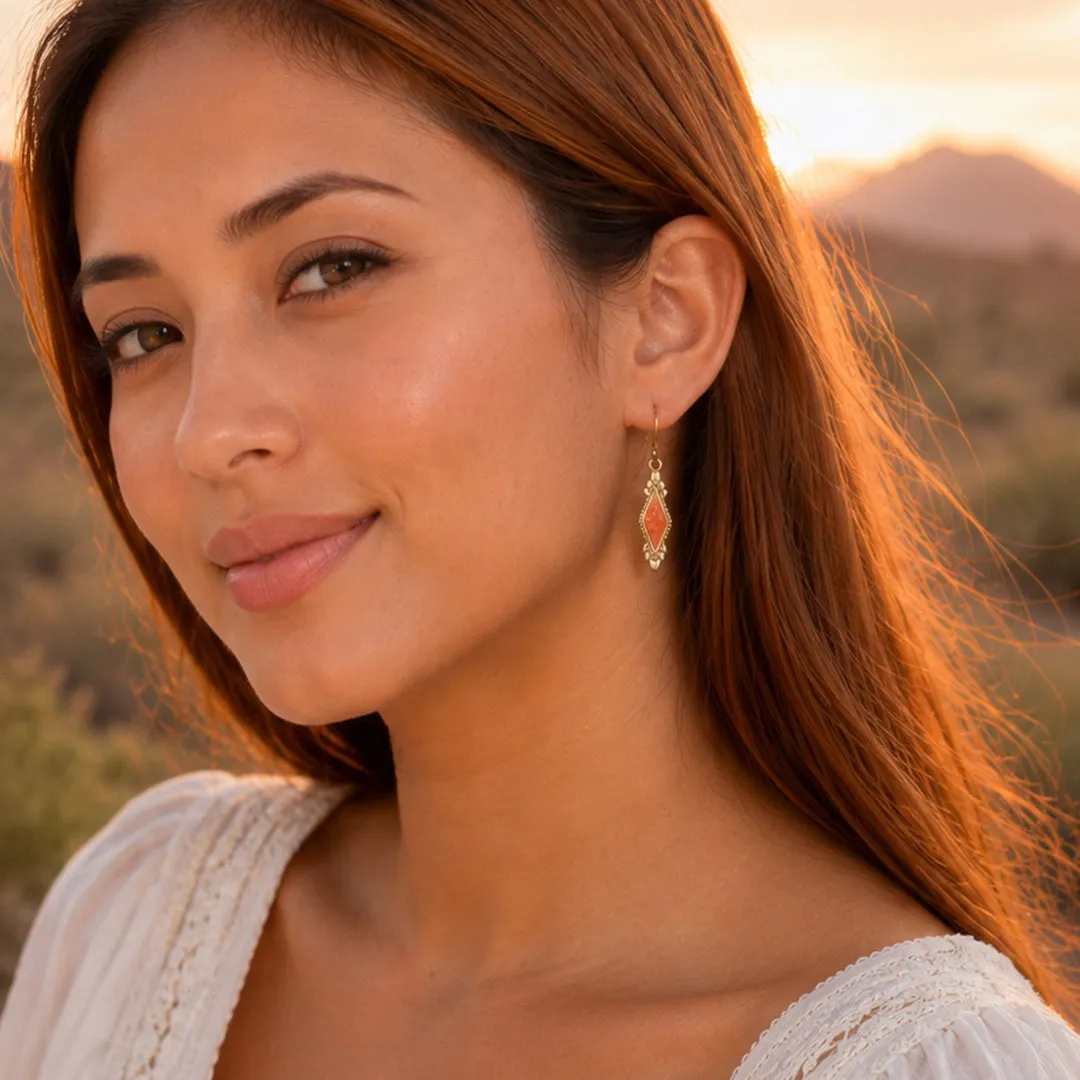 Sunset Sky Orange Spiny Oyster Golden Drop Earrings sold by Barse product image thumbnail 2