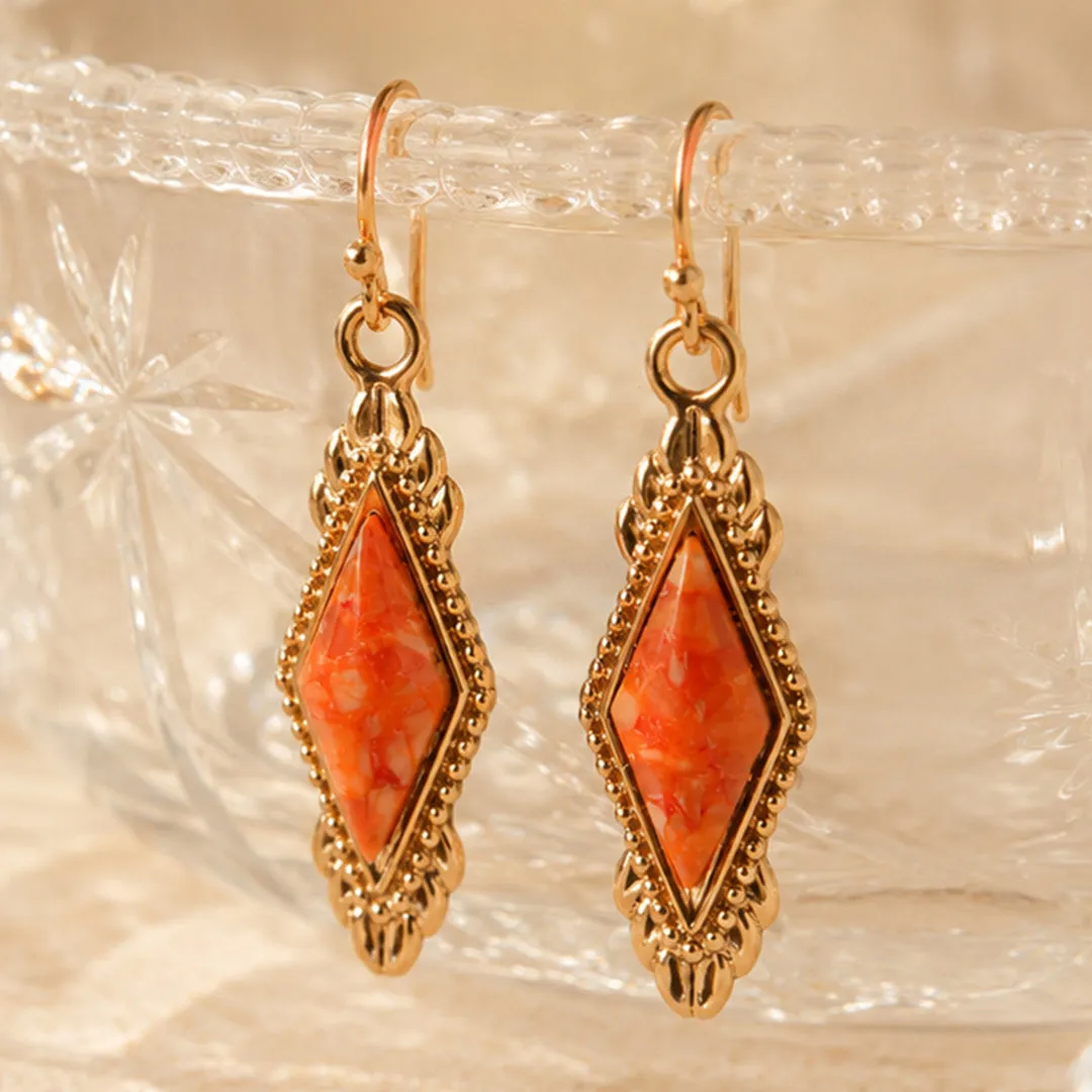 Sunset Sky Orange Spiny Oyster Golden Drop Earrings sold by Barse product image thumbnail 3