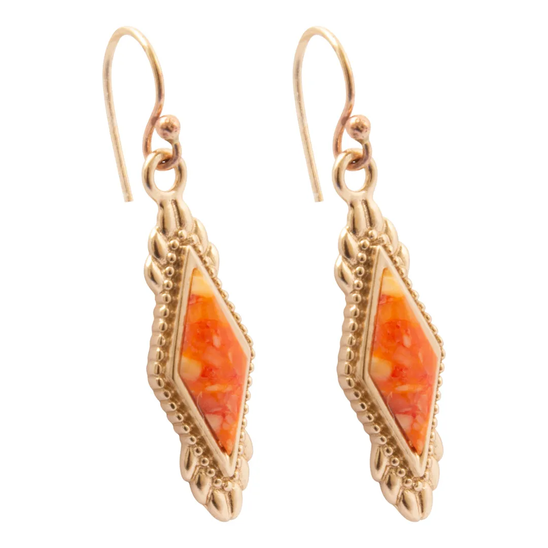 Sunset Sky Orange Spiny Oyster Golden Drop Earrings sold by Barse product image thumbnail 4