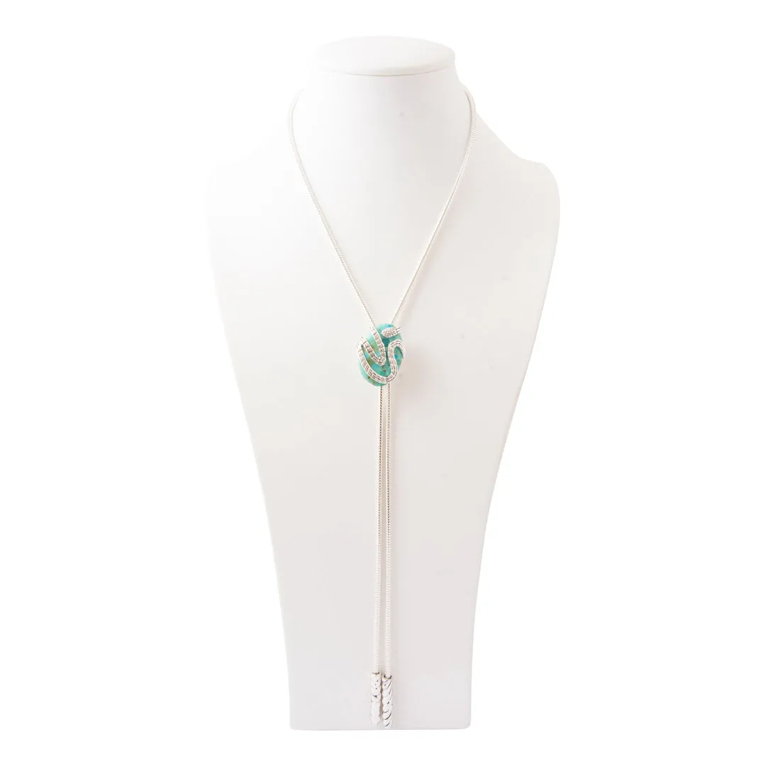 Serpentine Blue Turquoise Silver Chain Bolo Necklace sold by Barse product image thumbnail 5