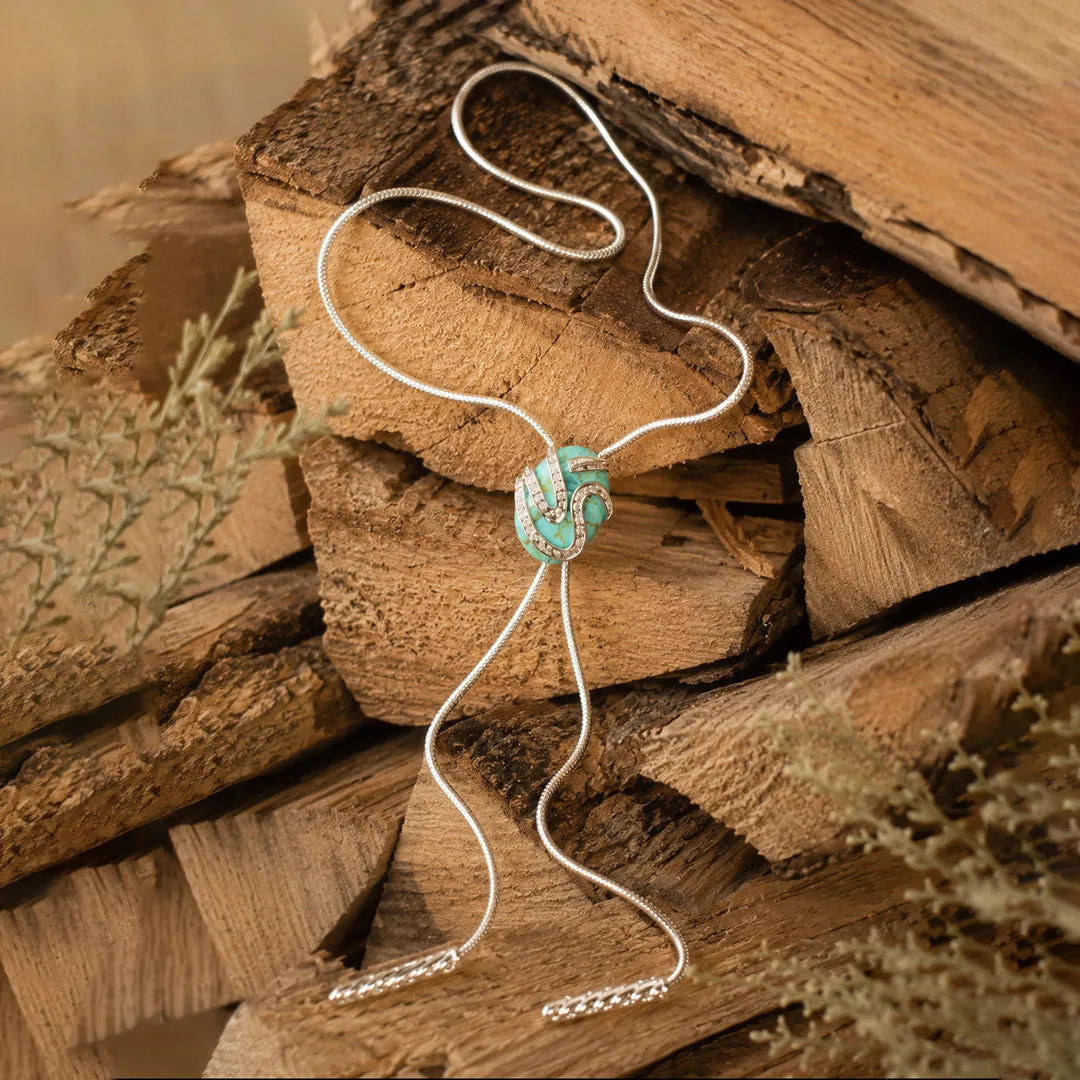 Serpentine Blue Turquoise Silver Chain Bolo Necklace sold by Barse product image thumbnail 3