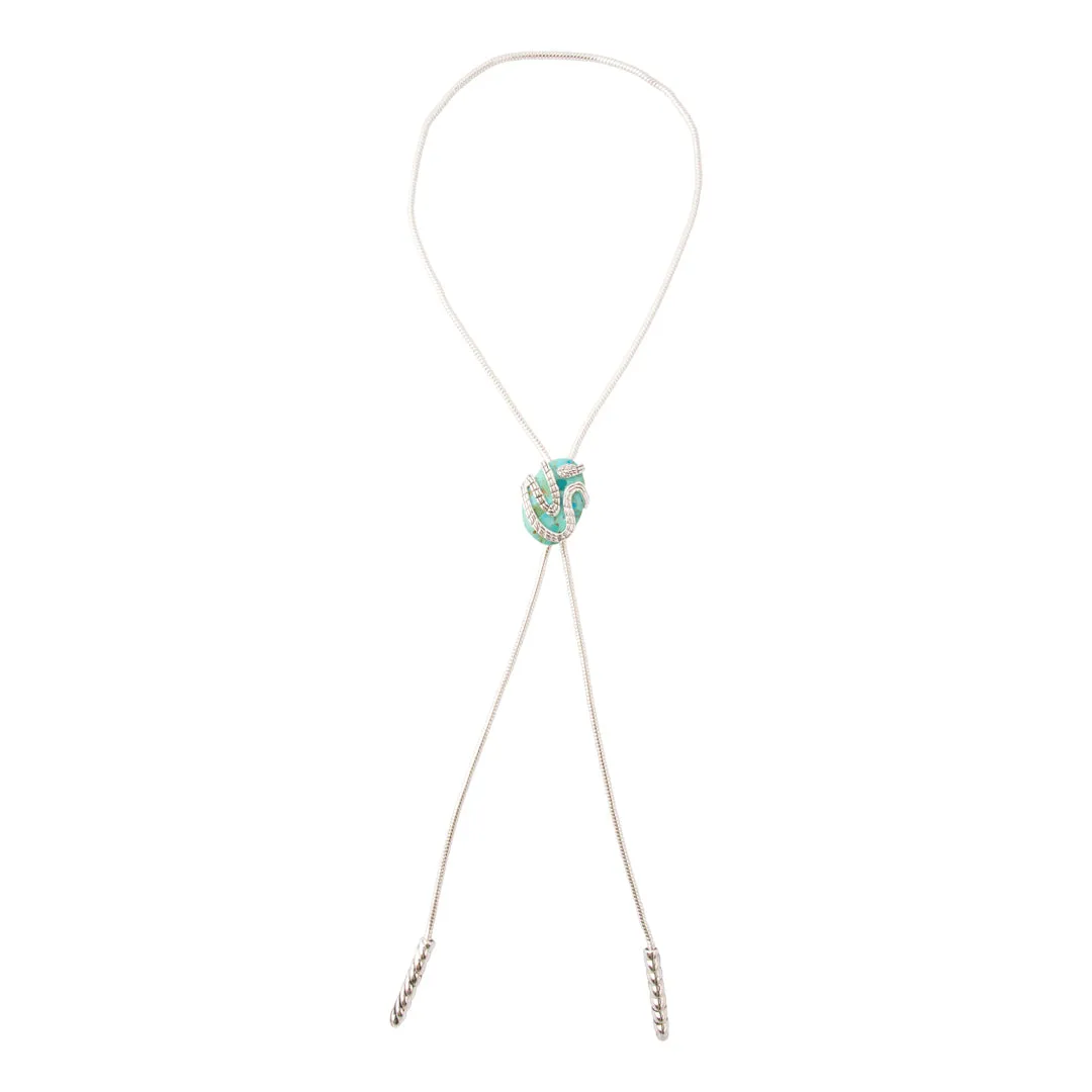 Serpentine Blue Turquoise Silver Chain Bolo Necklace sold by Barse product image thumbnail 4