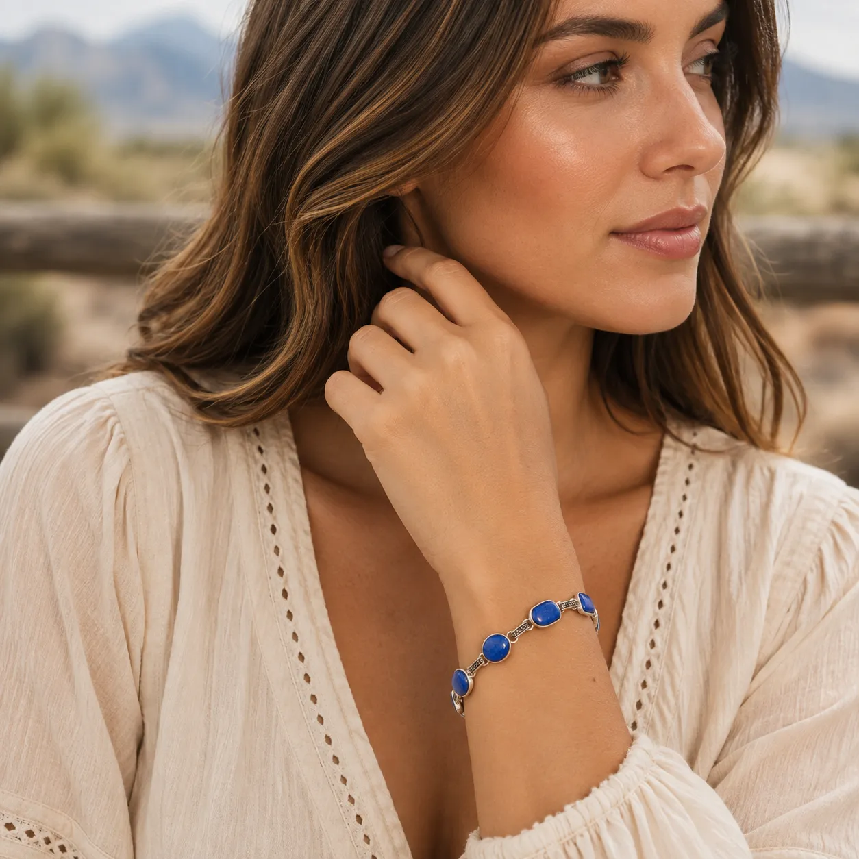 Royal Blue Lapis Golden Toggle Bracelet sold by Barse product image thumbnail 2