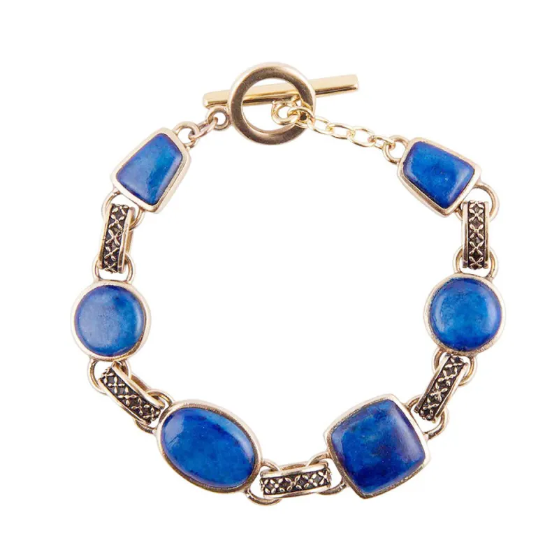 Royal Blue Lapis Golden Toggle Bracelet made by Barse