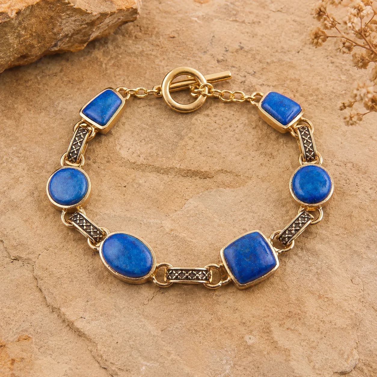 Royal Blue Lapis Golden Toggle Bracelet sold by Barse product image thumbnail 3