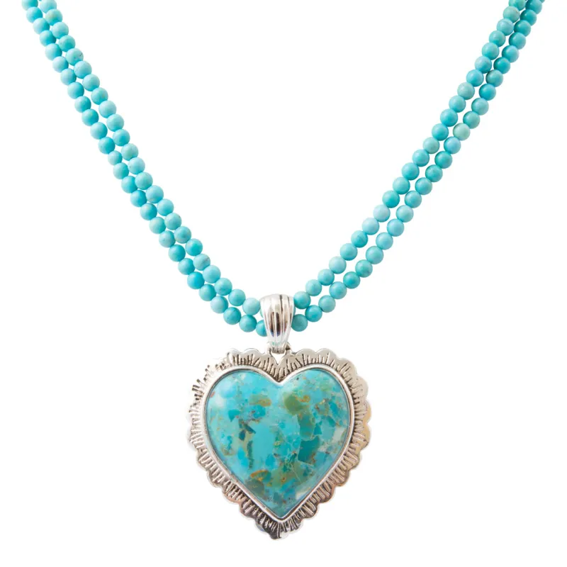 Heart of the West Blue Turquoise Silver Statement Necklace made by Barse