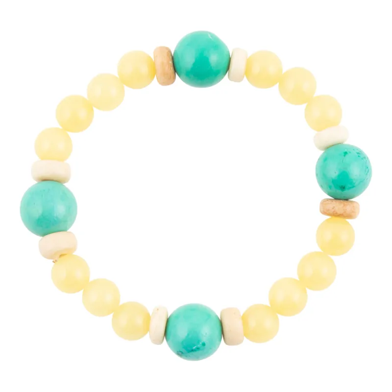 Stace Yellow Quartz and Green Turquoise Stretch Bracelet made by Barse