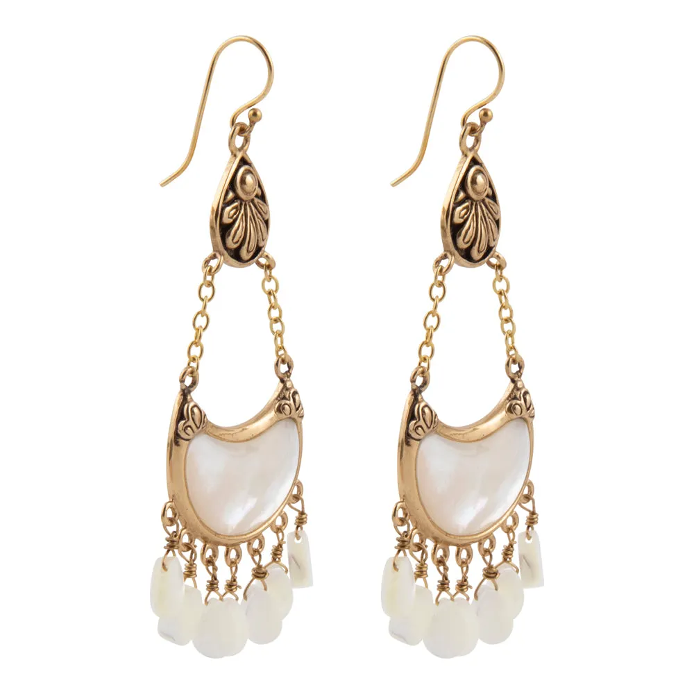 Flamenco White Mother of Pearl Golden Drop Earrings sold by Barse product image thumbnail 4