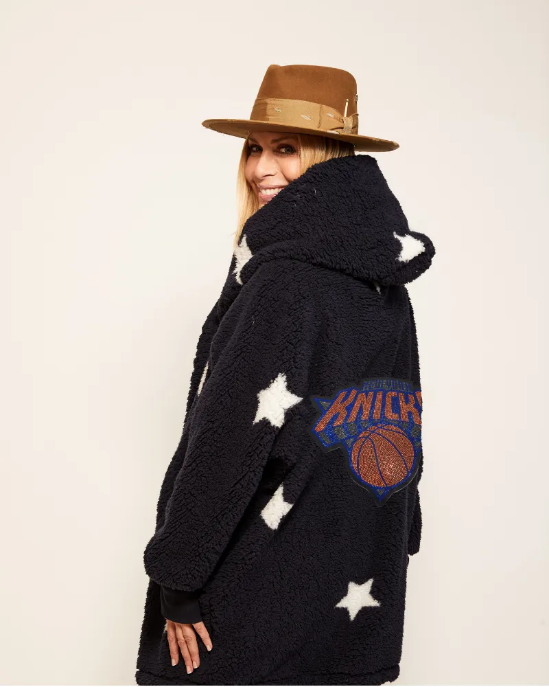 New York Knicks Bedazzled Sherpa Lounger Jacket sold by Jill Martin